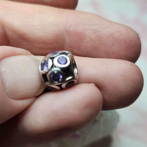 Authentic Pandora Retired Vintage Rare Purple Cz GUC - Picture 3 of 4